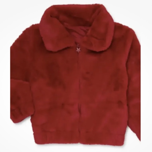 365 Garanimals Girls Red Faux Fur Jacket Size 7 NEW - Picture 4 of 6